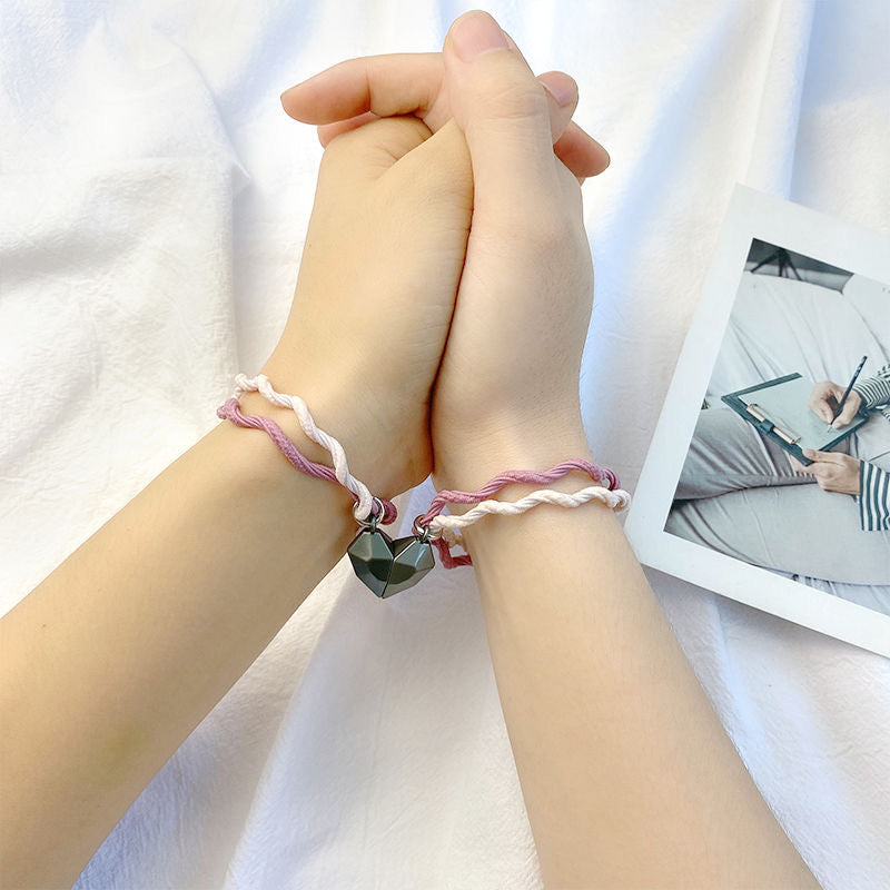 2pcs Magnetic Wishing Stone Couples BFF Bracelet Chain