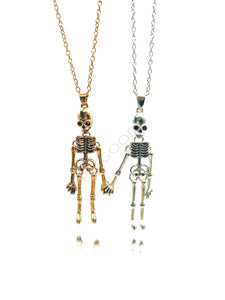 Hold Hands Till Dead Halloween Skeleton Ghost Skull Magnetic Necklace