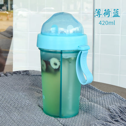 Personality Student Two Side Separate Straw Water Bottle