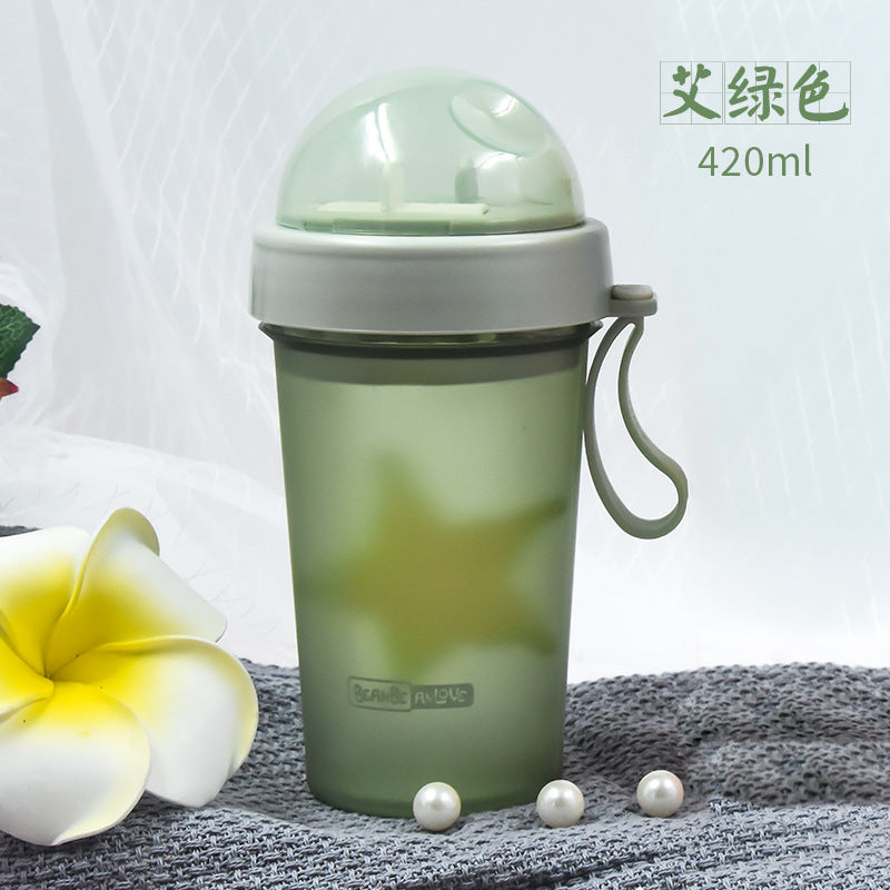 Personality Student Two Side Separate Straw Water Bottle