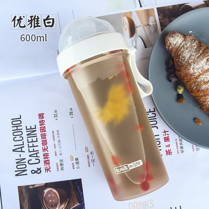 Personality Student Two Side Separate Straw Water Bottle