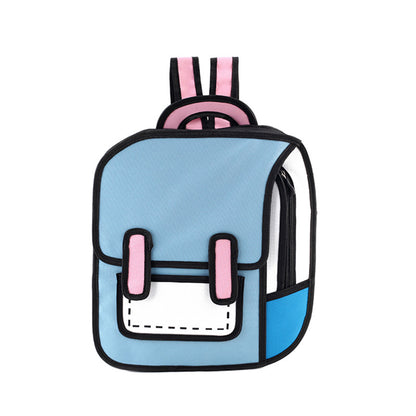 2D Drawing Backpack Cute Student SchoolBag