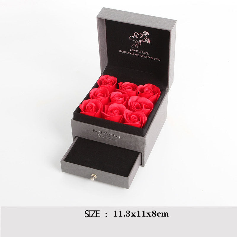 Surprise Double Drawer Red Rose Gift Box For Accessories