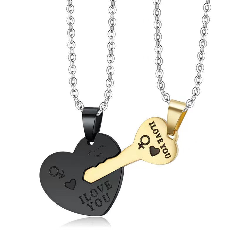 I Love You Heart Shaped Mactching Key Chains Necklaces