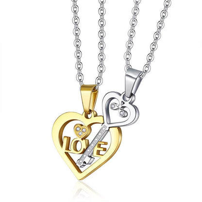 I Love You Heart Shaped Mactching Key Chains Necklaces