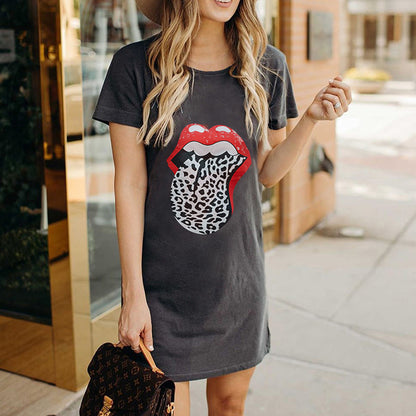 2020 summer casual round neck lip dress