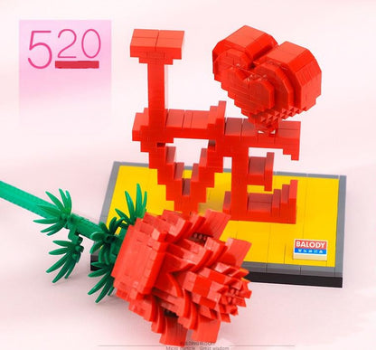 Rose building block toy For Couples Gift