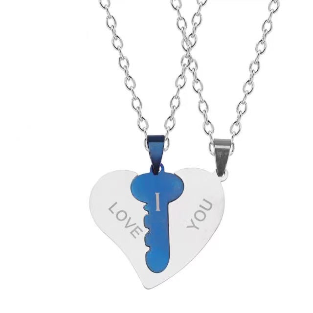 I Love You Heart Shaped Mactching Key Chains Necklaces