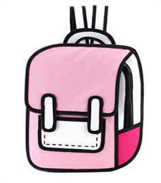 2D Drawing Backpack Cute Student SchoolBag