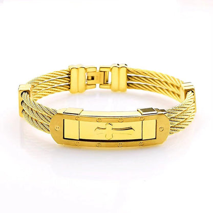 Heavy Metal Cross Steel Wire Bracelets For Boy Friend