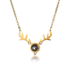 Load image into Gallery viewer, 100 Languages I Love You Projection Elk Deer Pendant Necklace
