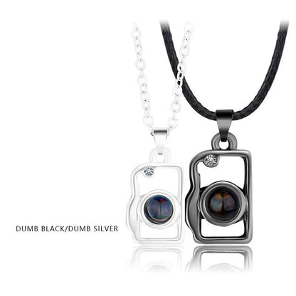 Camera BFF Couple Necklace 100 languages I Love You Projection Magnetic Necklaces