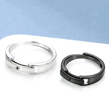 Load image into Gallery viewer, Heart Beat Sun Moon Buckle Openable Engrave Name Promise Rings
