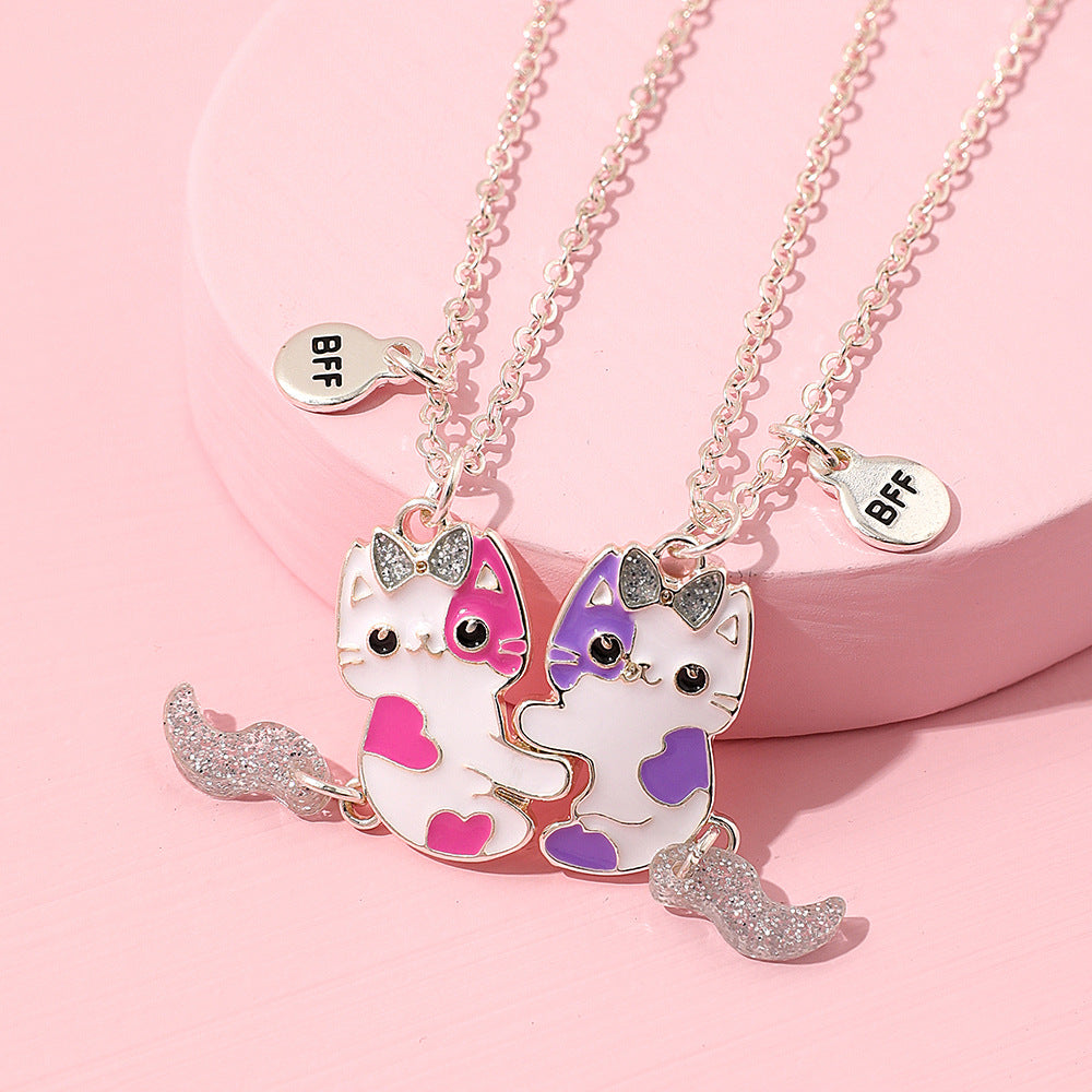Cute Cat Movable Tail Magnet Attracting Necklace