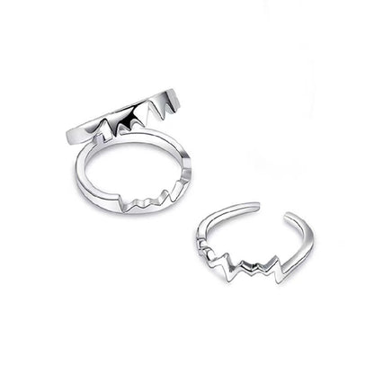 2pcs/set Creative Electrocardiogram Matching Bear trap Promise Rings