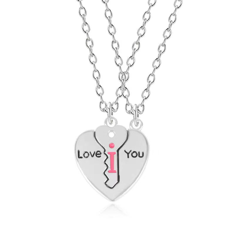 I Love You Heart Shaped Mactching Key Chains Necklaces