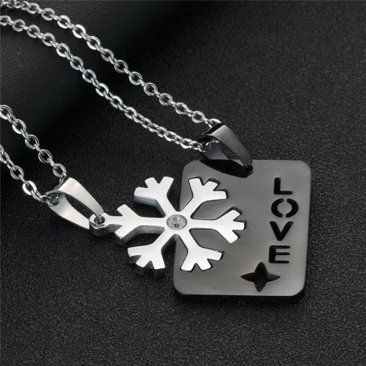 Snowflake Love Matching Necklaces Best Friend Couples Necklaces