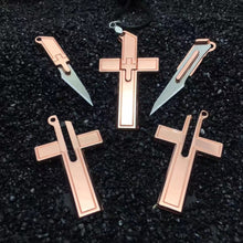 Load image into Gallery viewer, Cross Necklace Self-Defense Hidden Knife Replaceable Blade Necklace
