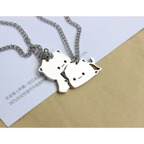 Lie on Matching Cat Necklace Couples Best Friends Necklaces