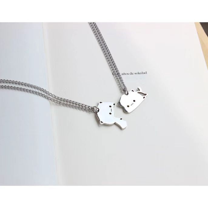 Lie on Matching Cat Necklace Couples Best Friends Necklaces