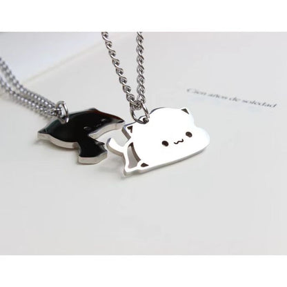 Lie on Matching Cat Necklace Couples Best Friends Necklaces