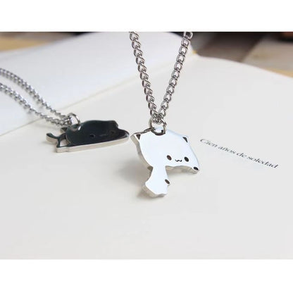 Lie on Matching Cat Necklace Couples Best Friends Necklaces