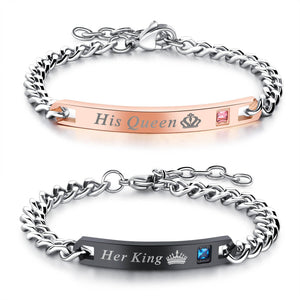 Beauty&Beast King&Queen Couples Matching Bracelet