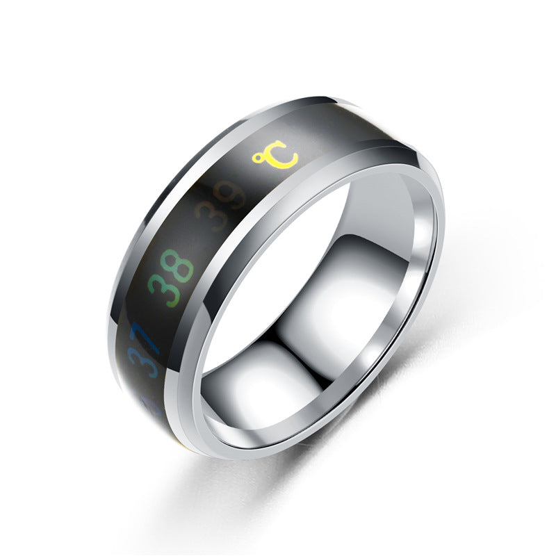 Fashion smart temperature couple ring mood temperature display ring