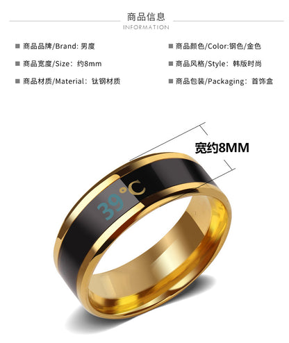 Fashion smart temperature couple ring mood temperature display ring