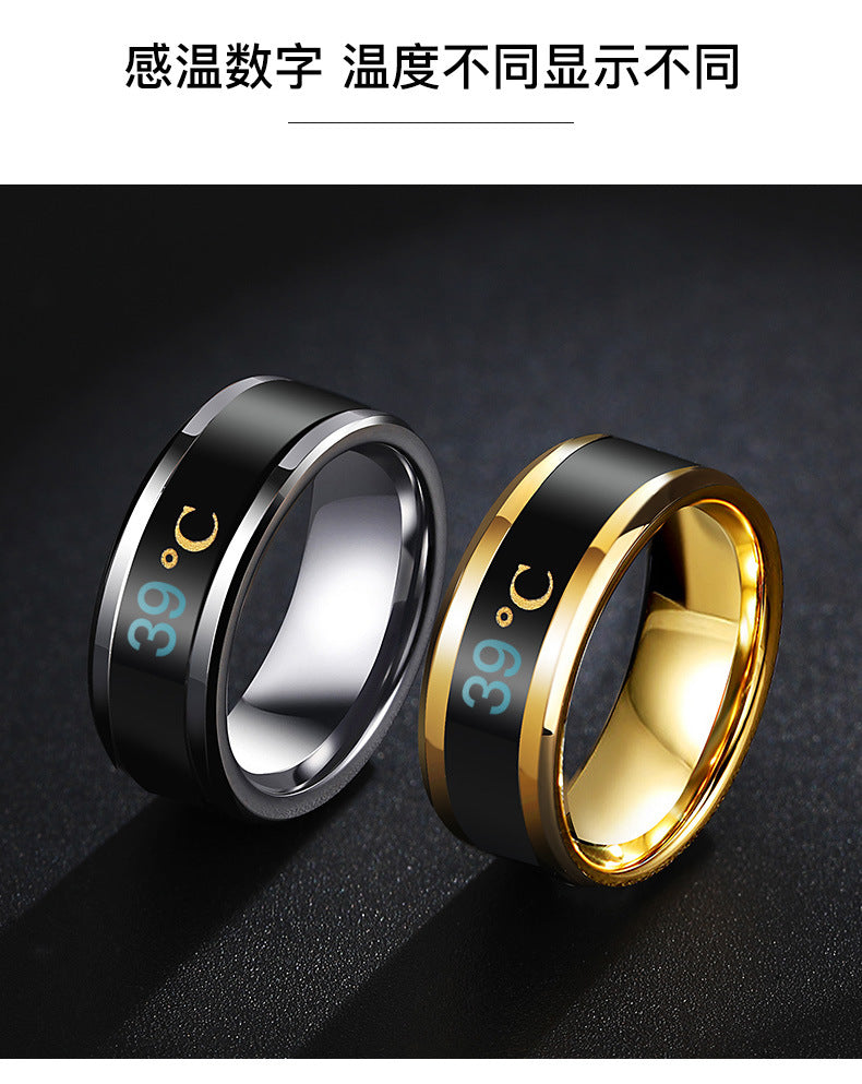 Fashion smart temperature couple ring mood temperature display ring