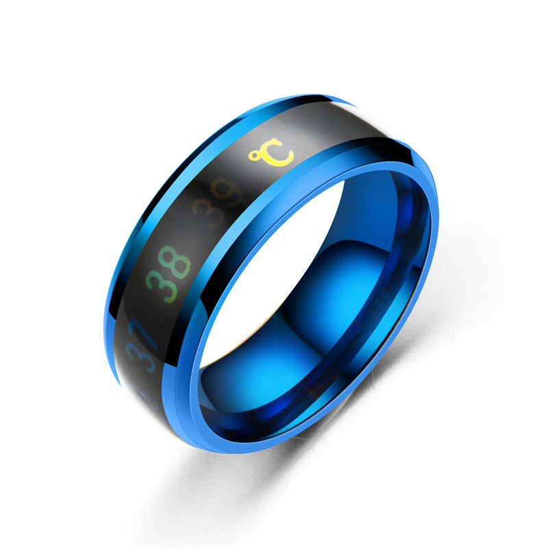 Fashion smart temperature couple ring mood temperature display ring