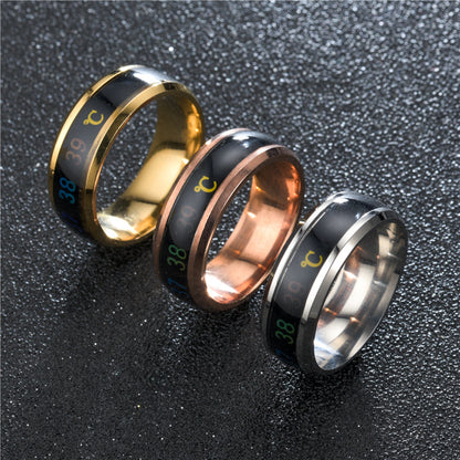 Fashion smart temperature couple ring mood temperature display ring