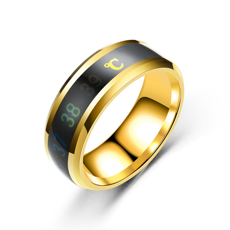 Fashion smart temperature couple ring mood temperature display ring