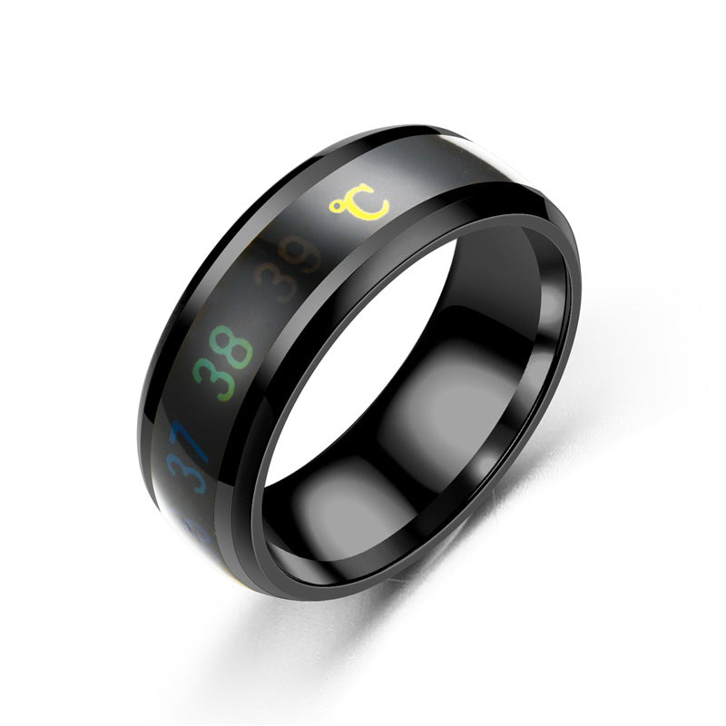 Fashion smart temperature couple ring mood temperature display ring