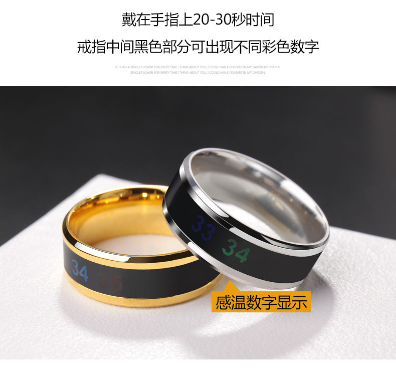 Fashion smart temperature couple ring mood temperature display ring