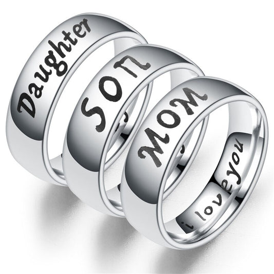 Mom Daughter Dad Son "I Love You" Matching Rings