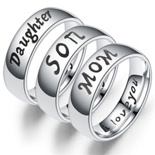 Load image into Gallery viewer, Mom Daughter Dad Son &quot;I Love You&quot; Matching Rings
