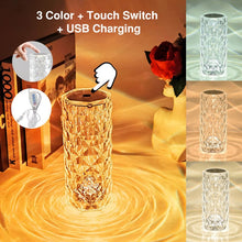 Cargar imagen en el visor de la galería, LED Crystal Table Lamp 3/16 Colors Touch Rose Night Light
