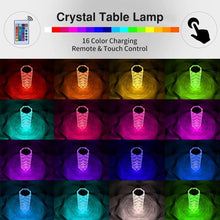 Cargar imagen en el visor de la galería, LED Crystal Table Lamp 3/16 Colors Touch Rose Night Light
