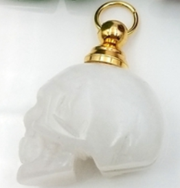 Natural Healing Crystal Perfume Ashes Keeper Skull Head Necklace