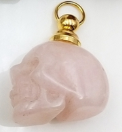 Natural Healing Crystal Perfume Ashes Keeper Skull Head Necklace