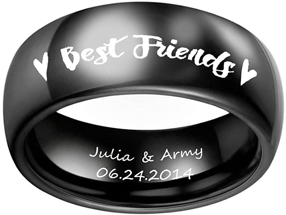 1pc Best Friends Ring Engraved Name Date BFF Friendship Ring