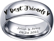 Cargar imagen en el visor de la galería, 1pc Best Friends Ring Engraved Name Date BFF Friendship Ring
