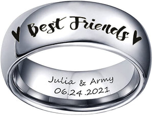 1pc Best Friends Ring Engraved Name Date BFF Friendship Ring