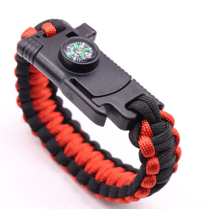 5 in 1 Multi Bracelet Whistle Spark Maker Compass Rope Knife Bracelet