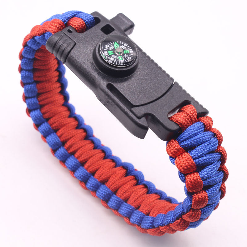 5 in 1 Multi Bracelet Whistle Spark Maker Compass Rope Knife Bracelet