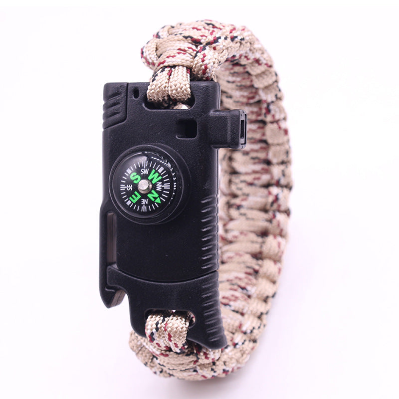 5 in 1 Multi Bracelet Whistle Spark Maker Compass Rope Knife Bracelet