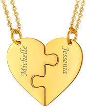 Cargar imagen en el visor de la galería, Engraved names 2-5 Best Friend Family Heart Shaped Matching Necklaces
