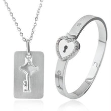 Load image into Gallery viewer, Lock Bracelet Key Necklace Couples BFFs Set
