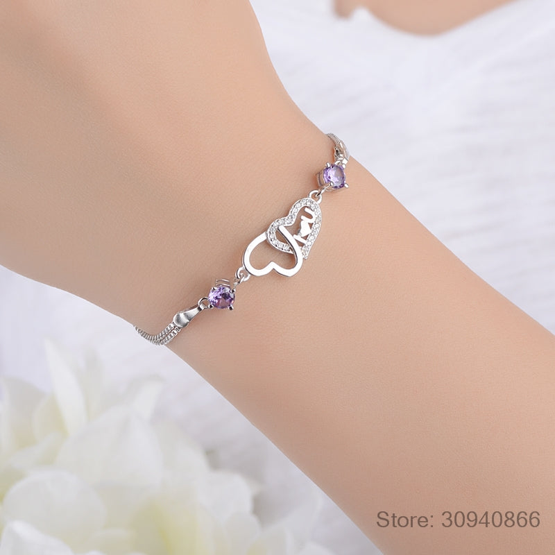 Heart Zirconia Double Layer Chain Bracelet